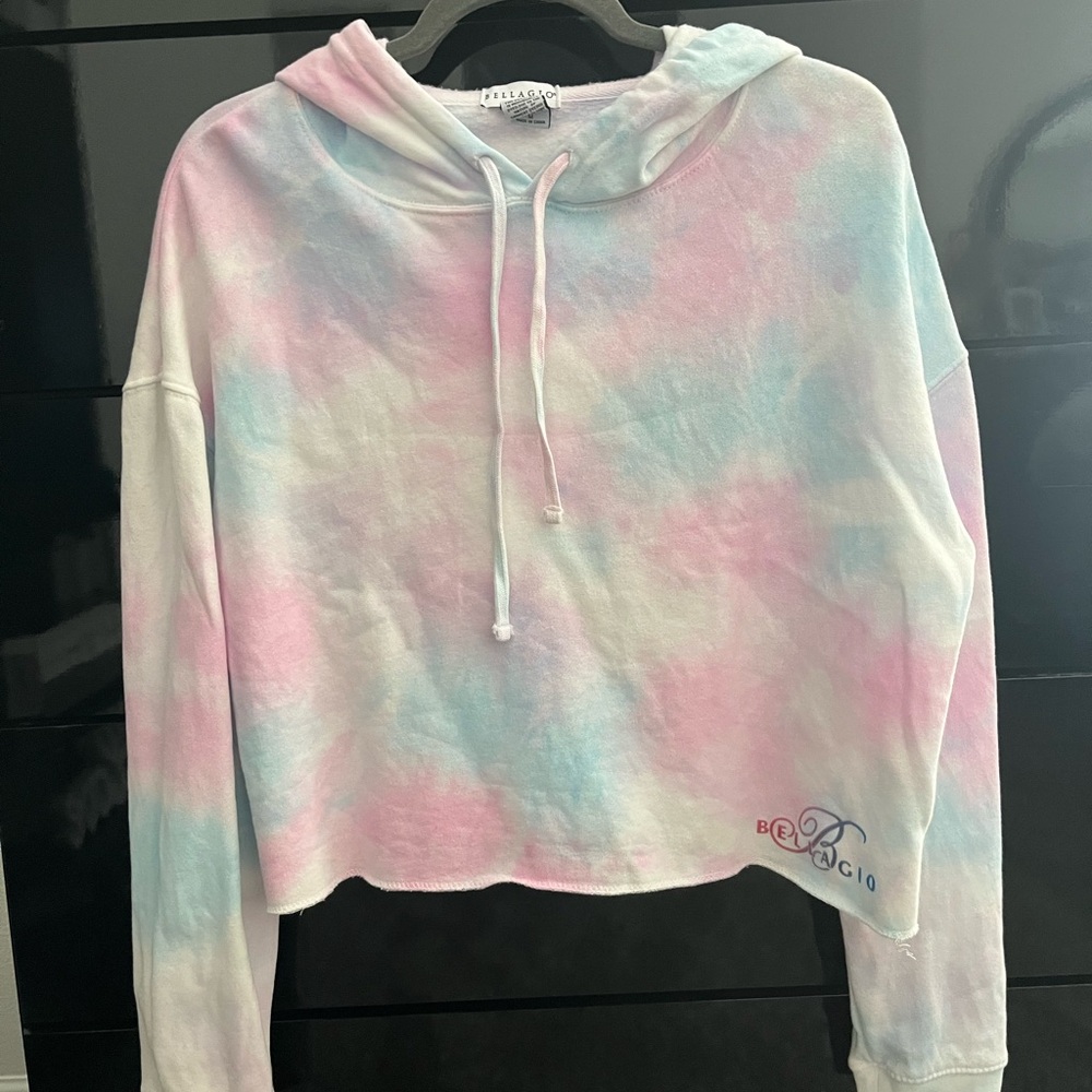 Bellagio Las Vegas Hotel Pastel Tie-Dye Cropped Hoodie Sweatshirt